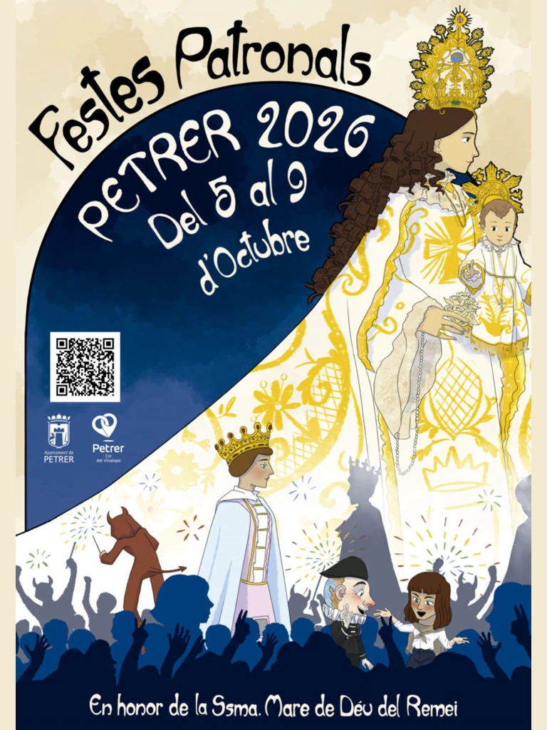 Officieel affiche van de Fiestas Patronales in Petrer van 5 tot en met 9 oktober 2026
